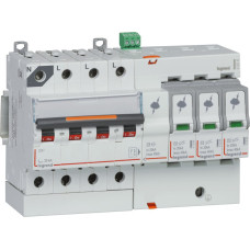 Pārsprieguma aizsardzība ar ICC aizsardzību - 25 kA - T2 - Imax 40 kA - 3P+N, neitrāle pa kreisi - ar bojājuma signalizāciju