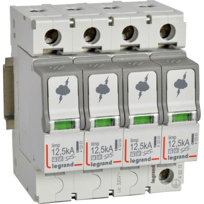 Pārsprieguma aizsardzības ierīce - galvenā sadales skapja aizsardzībai - T1+T2 - Iimp 12,5 kA/polam - 4P