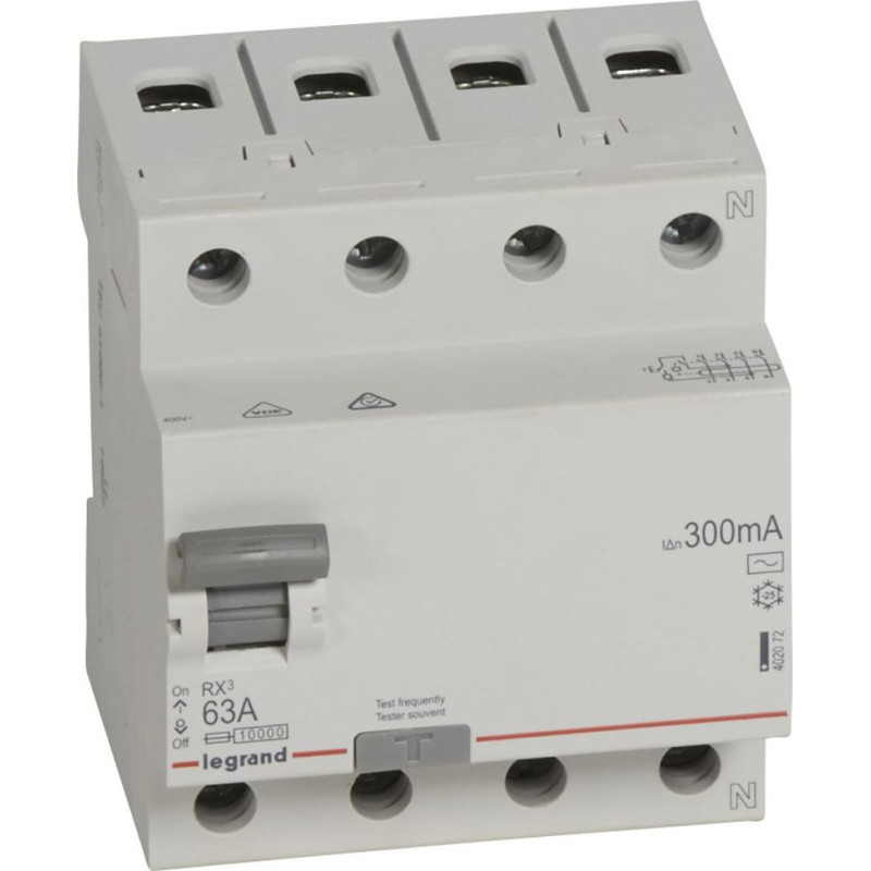 RX3 Noplūdes automāts - 4P - 400 V - 63 A - 300 mA - AC tips