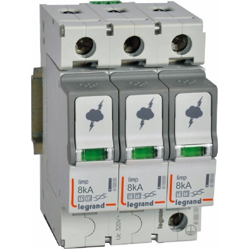 Pārsprieguma novadītājs - BPA - T2 - 40 kA - 3P+N - neitrāle pa labi - ar bojājuma signalizāciju