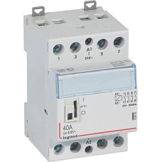 Kontakors CX3 ar priekšējo rokturi - 4 poli - 40 A - 400 V~ - 4 NO kontakti - spoles spriegums 24 V~ - 3 moduļi