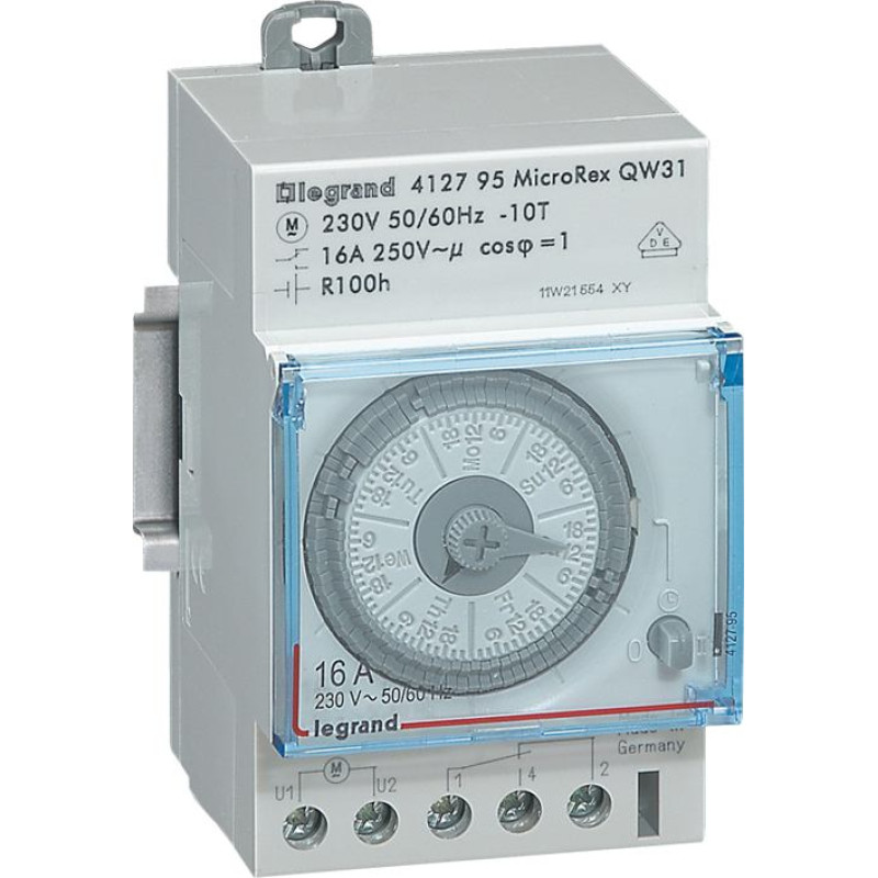 Programmējams laika slēdzis - horizontāla skala - nedēļas programma - 100 h gaitas rezerve