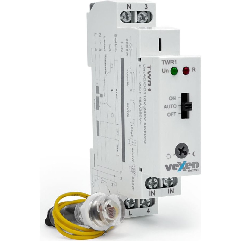 TWR1 krēslas slēdzis ar sensoru 1-100lx 1NO 16A AC230V