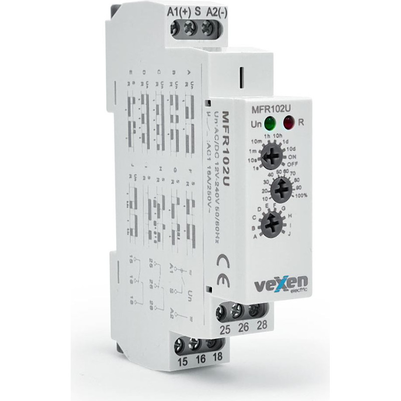MFR102U Multifunkcionālais laika relejs 2CO 16A 12-230V ACDC