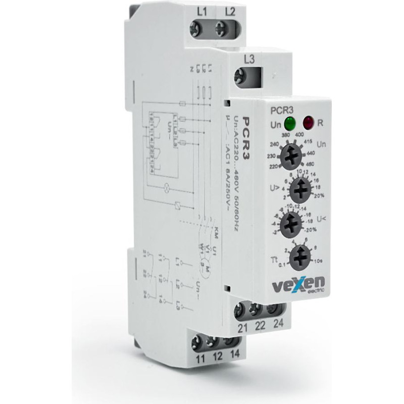 PCR3 Trīsfāžu sprieguma kontroles relejs 3L 2CO 10A AC230V
