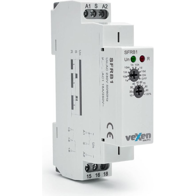 SFRB1 Laika relejs ar aizturi uz izslēgšanu 1CO 16A AC230V