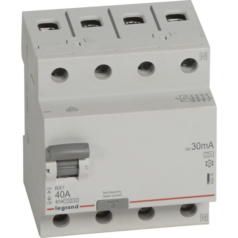 RX3 Noplūdes automāts - 4P - 400 V - 40 A - 30 mA - A tips