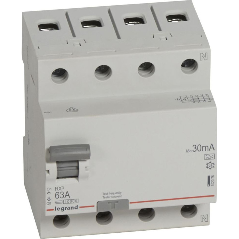 RX3 Noplūdes automāts - 4P - 400 V - 63 A - 30 mA - A tips
