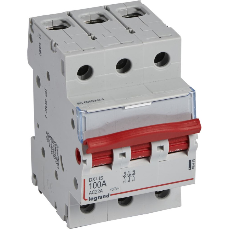 Slodzes slēdzis - 3P - 400 V~ - 100 A - sarkans rokturis