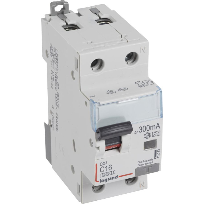 Kombinēts noplūdes automātslēdzis DX3 - 1P+N - C16 - 6kA - 300mA - A tips