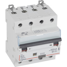 Kombinēts noplūdes automātslēdzis DX3 - 4P - B25 - 6kA - 300mA - A tips