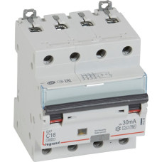 Kombinēts noplūdes automātslēdzis DX3 - 4P - C16 - 6kA - 30mA - F tips