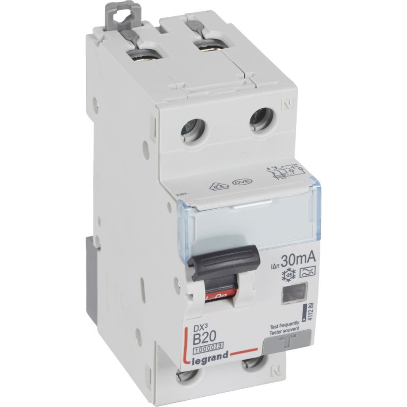 Kombinēts noplūdes automātslēdzis DX3 - 1P+N - B20 - 10kA - 30mA - A tips