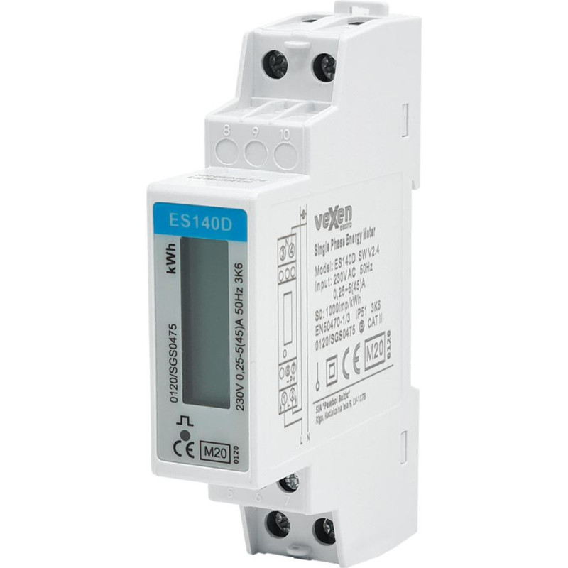 ESM140D Vienfāžu elektroenerģijas skaitītājs 45A ar MID sertifikātu