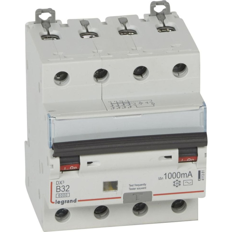 Kombinēts noplūdes automātslēdzis DX3 - 4P - B32 - 6kA - 1000mA - AC tips
