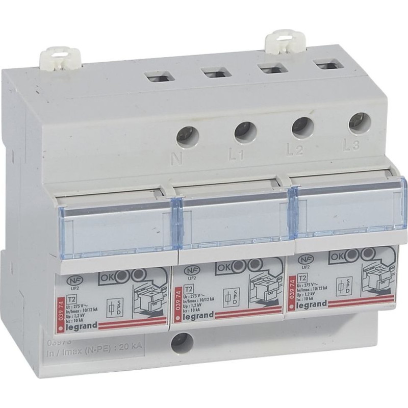 Pārsprieguma novadītājs - sadales skapja aizsardzībai - aizsargāts 2. tips - 4P
