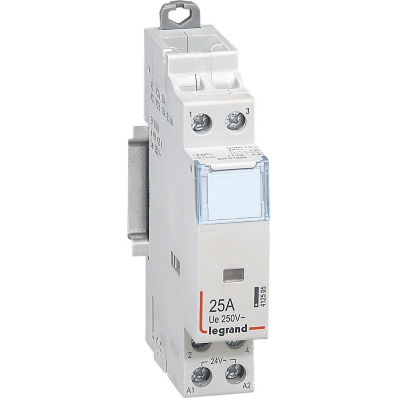 Kontakors CX3 bez roktura - 2 poli - 25 A - 250 V~ - 2 NO kontakti - spoles spriegums 24 V~ - 1 modulis