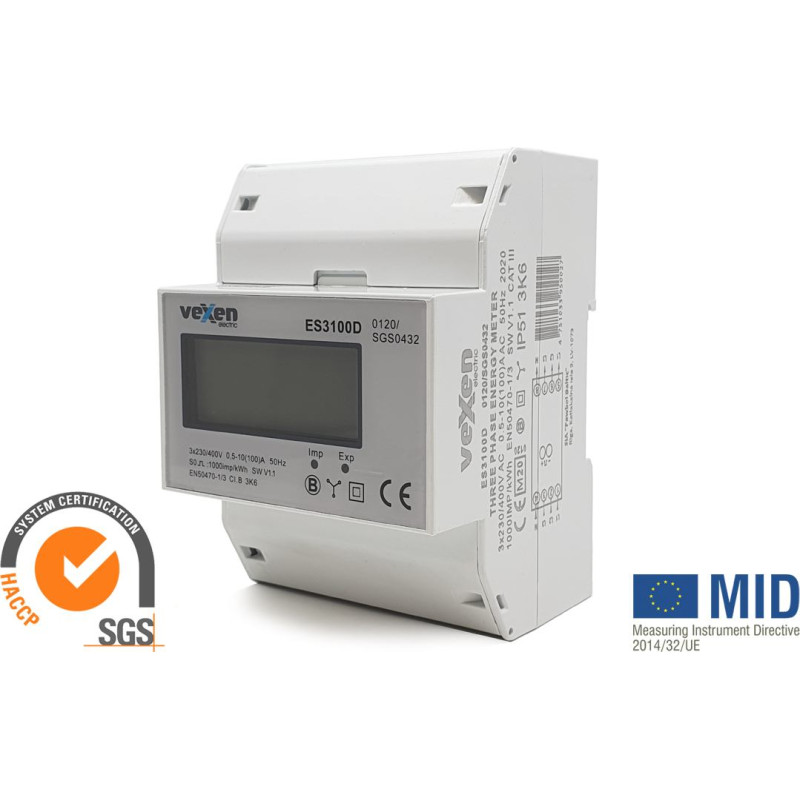 ESM3100D Trisfāžu elektroenerģijas skaitītājs 100A ar MID sertifikātu