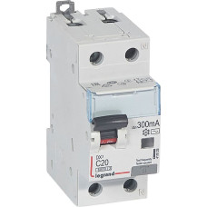 Kombinēts noplūdes automātslēdzis DX3 - 1P+N - C20 - 10kA - 300mA - AC tips - N labajā pusē