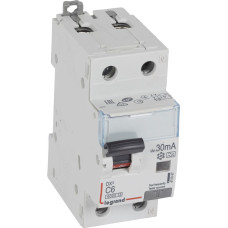 Kombinēts noplūdes automātslēdzis DX3 - 1P+N - 10kA - C6 - 30mA - A tips - N labajā pusē