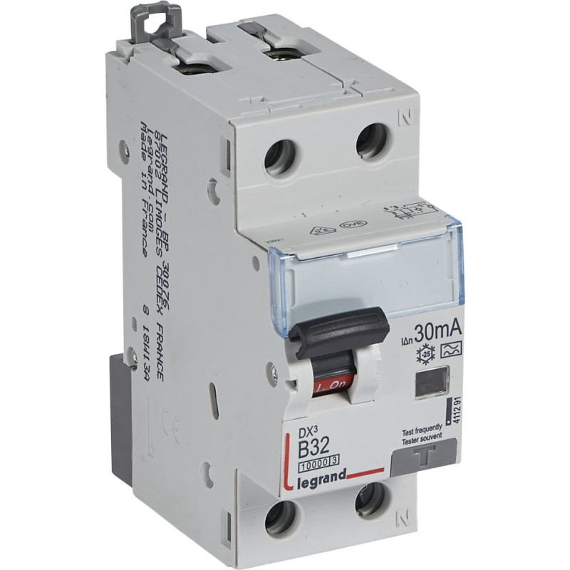 Kombinēts noplūdes automātslēdzis DX3 - 1P+N - B32 - 10kA - 30mA - A tips