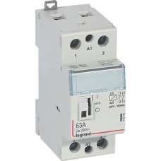 Kontakors CX3 ar priekšējo rokturi - 2 poli - 63 A - 250 V~ - 2 NC kontakti - spoles spriegums 230 V~ - 2 moduļi