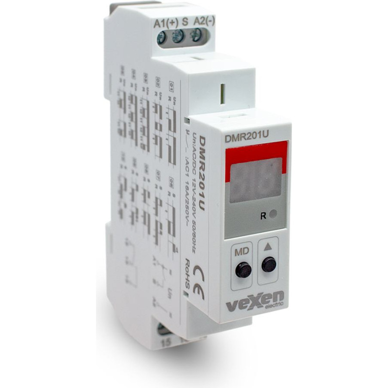 DMR201U Multifunkcionālais digitālais laika relejs 1CO 16A ACDC 12-230V