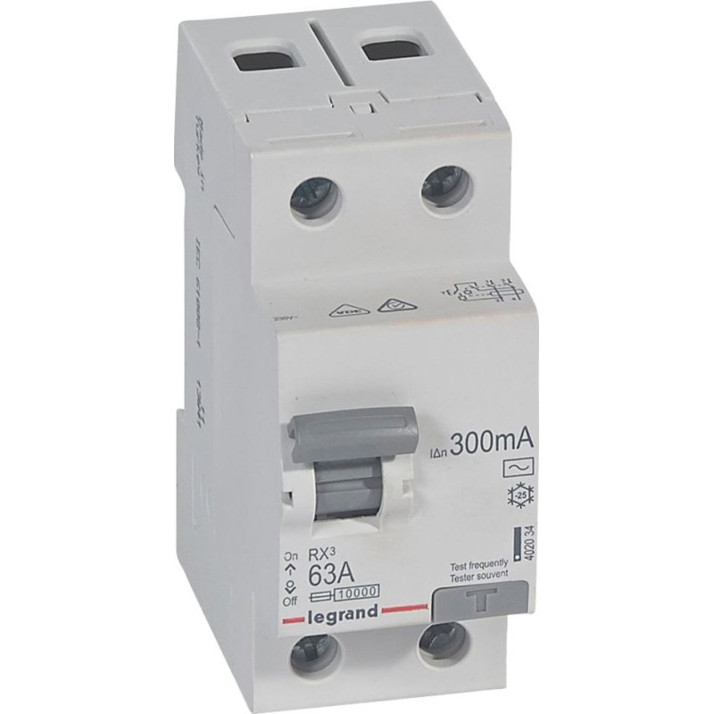 RX3 Noplūdes automāts - 2P - 230 V - 63 A - 300 mA - AC tips