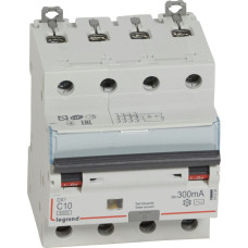 Kombinēts noplūdes automātslēdzis DX3 - 4P - 6kA - C10 - 300mA - AC tips