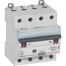 Kombinēts noplūdes automātslēdzis DX3 - 4P - C20 - 6kA - 300mA - A tips