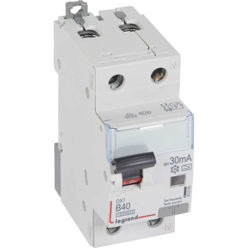 Kombinēts noplūdes automātslēdzis DX3 - 1P+N - B40 - 10kA - 30mA - A tips