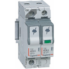 Pārsprieguma aizsardzība - T2 - Imax 40 kA/polam - 1P+N - neitrāle pa kreisi
