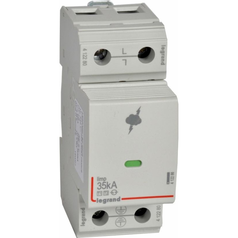 Pārsprieguma aizsardzība - augsta riska līmeņa instalācijām - T1+T2 - Iimp 35 kA/polam - 440 V~ (IT) - spraudņveida - 1P
