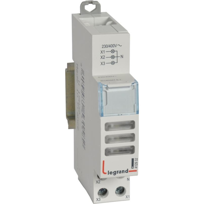 LED indikators - trīskāršs - 230/400 V~ - 3 bezkrāsainas lampas - 1 modulis