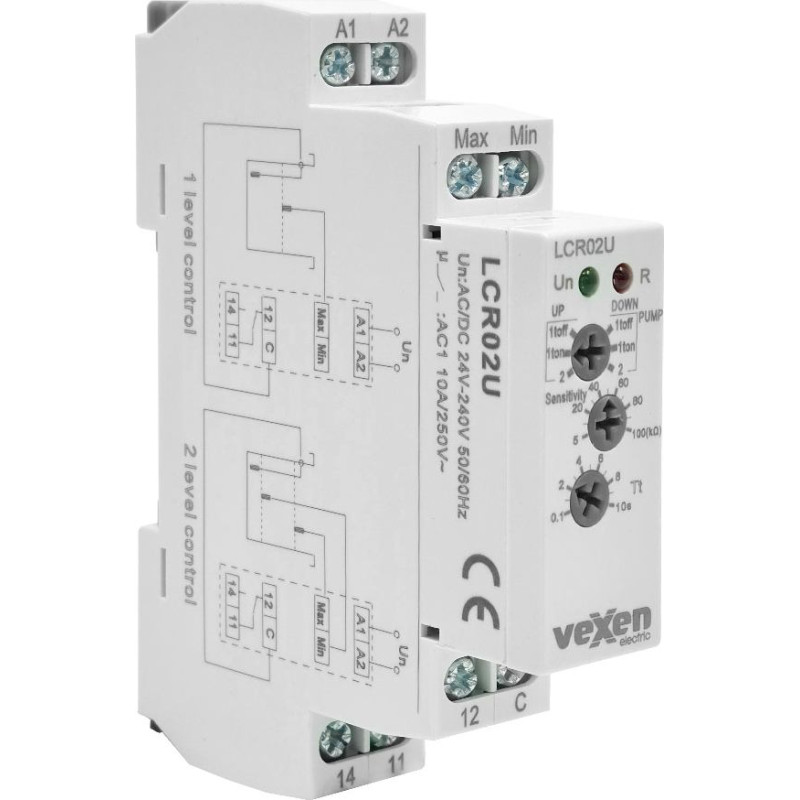 LCR02U Šķidruma līmeņa kontroles relejs 1CO 10A ACDC24-240V