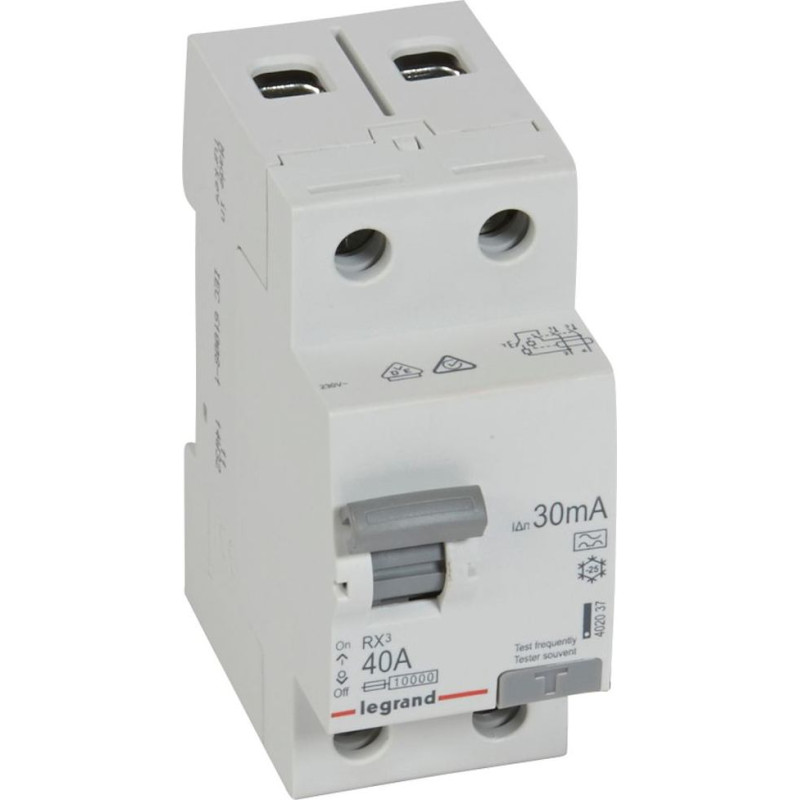 RX3 Noplūdes automāts - 2P - 230 V - 40 A - 30 mA - A tips
