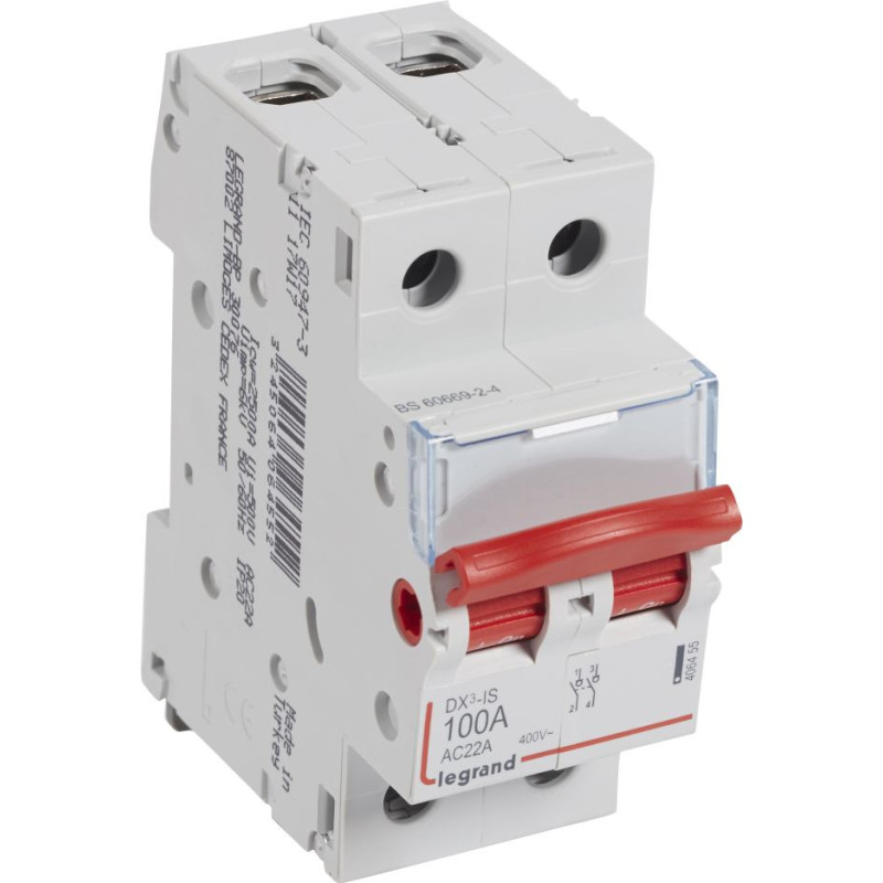 Slodzes slēdzis - 2P - 400 V~ - 100 A - sarkans rokturis