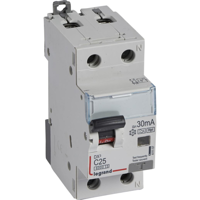 Kombinēts noplūdes automātslēdzis DX3 - 1P+N - C25 - 6kA - 30mA - F tips