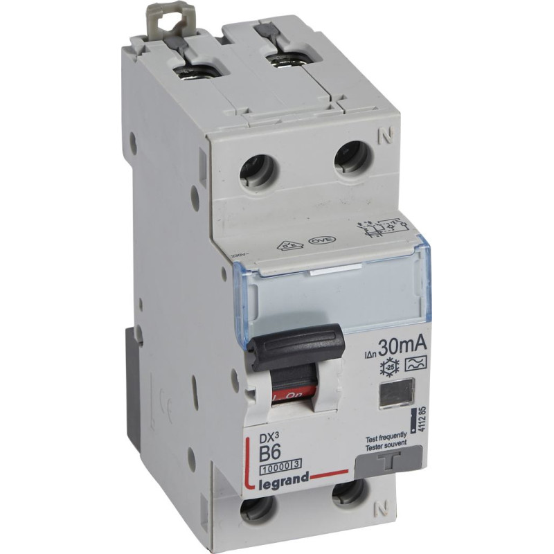 Kombinēts noplūdes automātslēdzis DX3 - 1P+N - B6 - 10kA - 30mA - A tips
