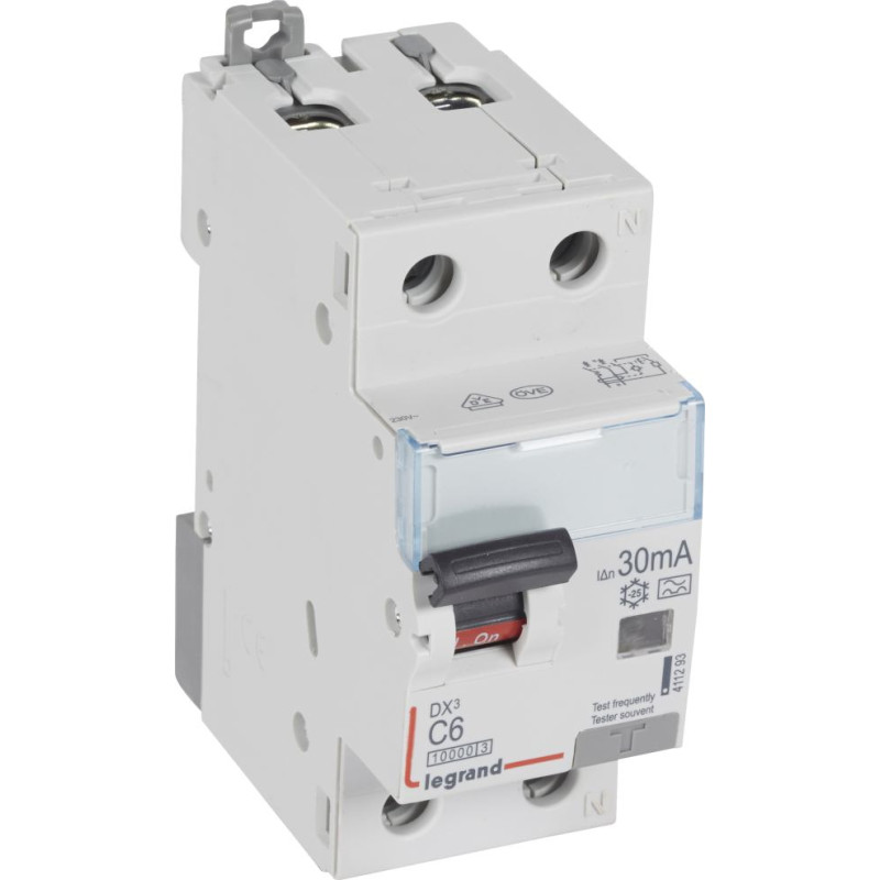 Kombinēts noplūdes automātslēdzis DX3 - 1P+N - C6 - 10kA - 30mA - A tips