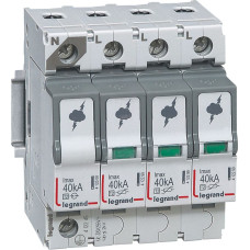 Pārsprieguma aizsardzība - T2 - Imax 40 kA/polam - 3P+N - neitrāle pa kreisi