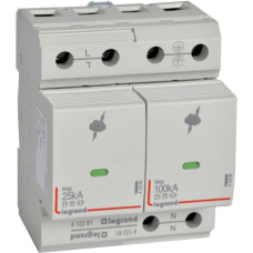 Pārsprieguma aizsardzība - augsta riska līmeņa instalācijām - T1+T2 - Iimp 25 kA/polam - 1P+N, neitrāle pa labi