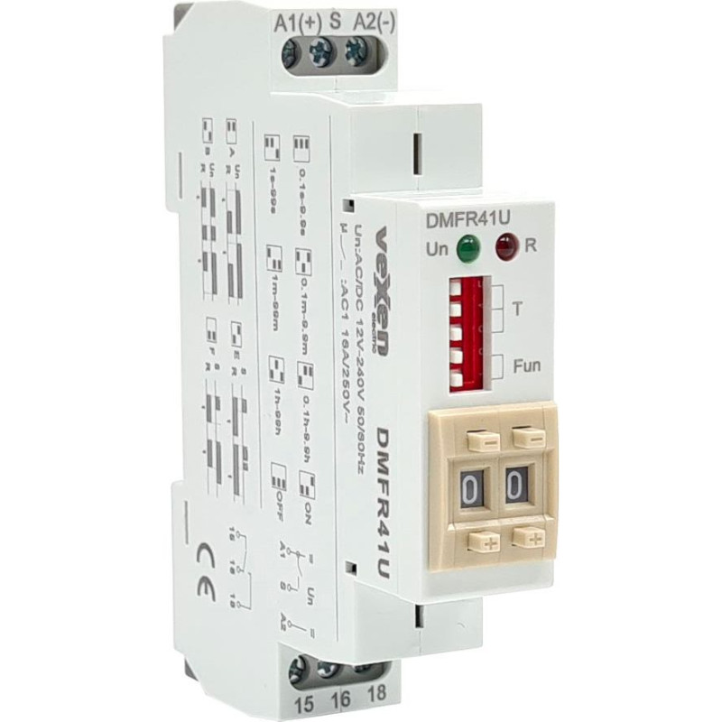 DMFR41U digitālais multifunkcionālais laika relejs 1CO 16A ACDC 12-230V